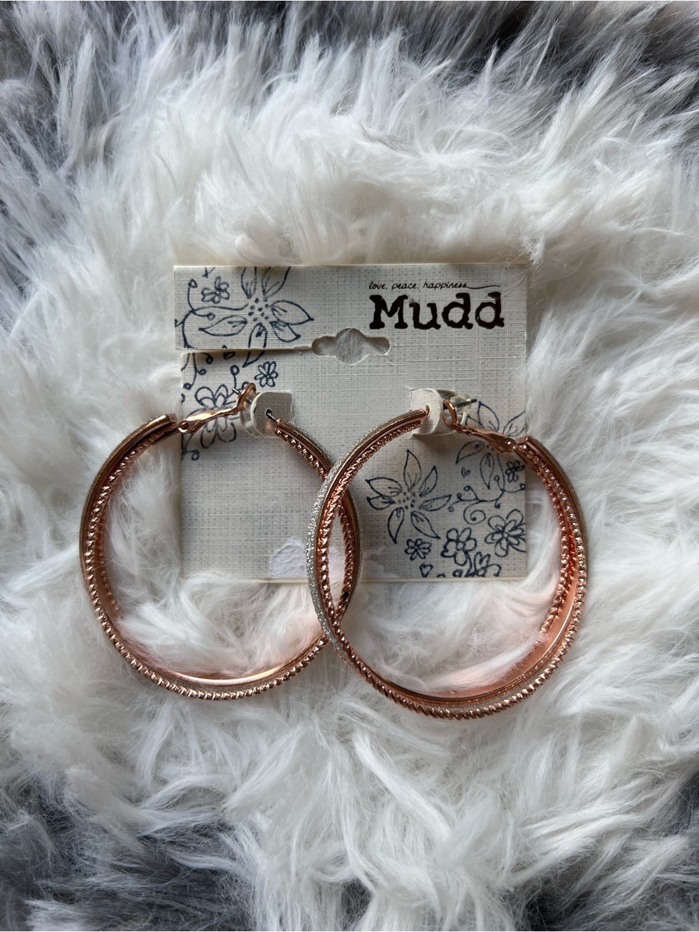 Mudd Rose Gold Double-Textured Hoop Earrings